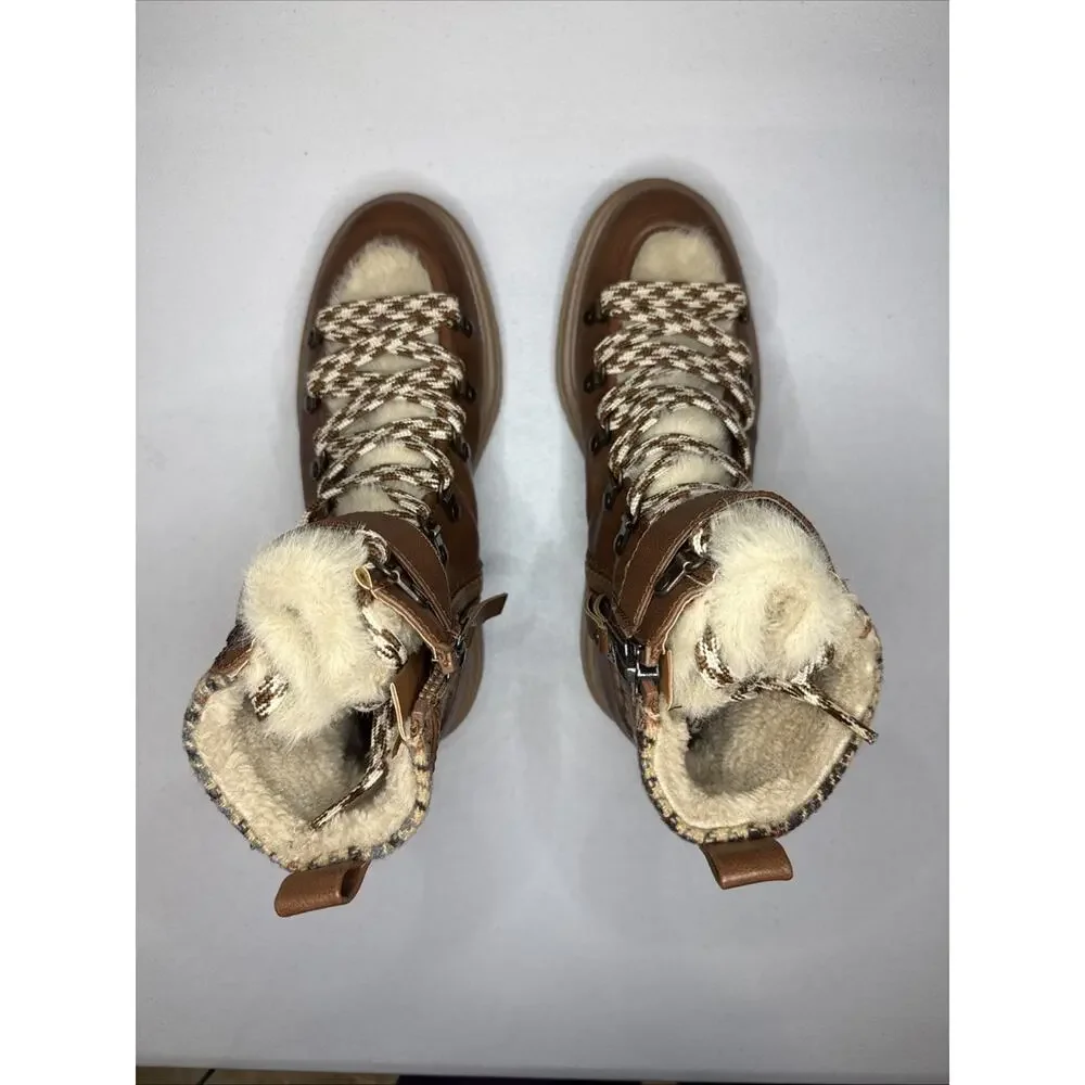 Circus by Sam Edelman Women's Gretchen Shearling Hiker Boots, Brown, Size 6.5